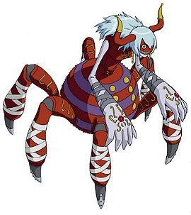 Arukenimon in her Digimon form