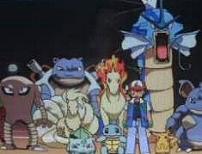 Ash and the Pokemon prepare to fight